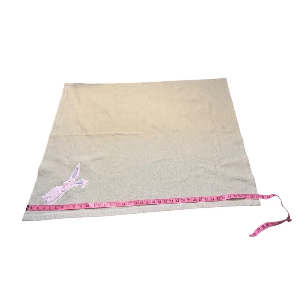 Pottery Barn Kids Mint Green Fleece Baby Blanket Bunny embroidered easter 39x28 - Picture 6 of 7